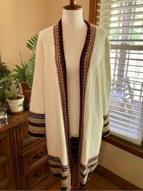 Sundance Anama Cream Sweater Coat Size S